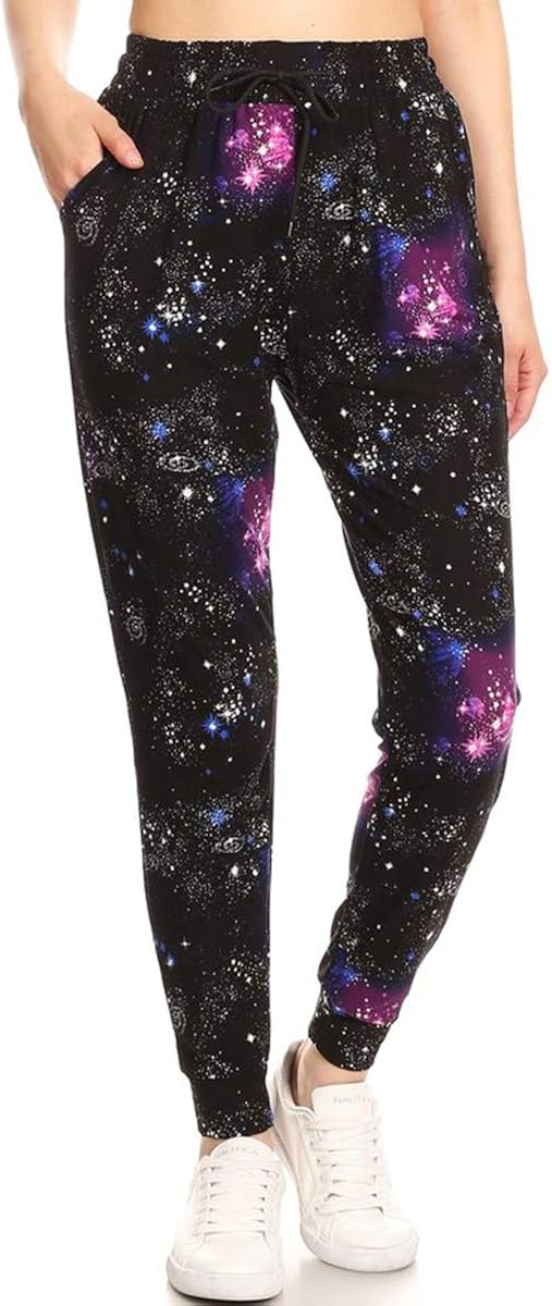 Leggings Depot Women's Printed Solid Activewear Jogger Track Cuff Sweatpants at  Women’s Clothing store
