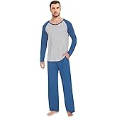 NACHILA Pajamas for Men-Viscose Made from Bamboo, Soft Sleepwear Long Sleeve Pajama Sets with Sleep Pants