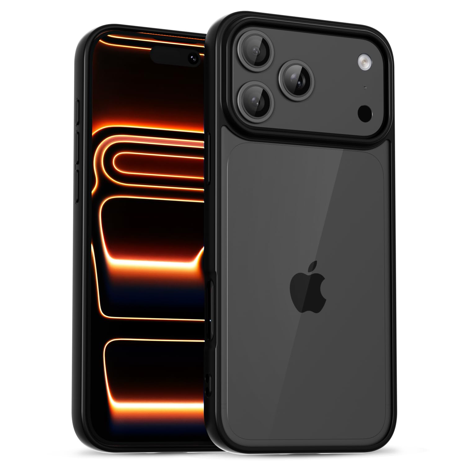 uvcoat for iPhone 17 Pro Case Clear, Cute Transparent 17 Pro Phone Case Hard Shell & Soft Silicone Bumper & Clear Back, Acrylic Plastic TPU Non Yellowing Phone Cover for Women, Black