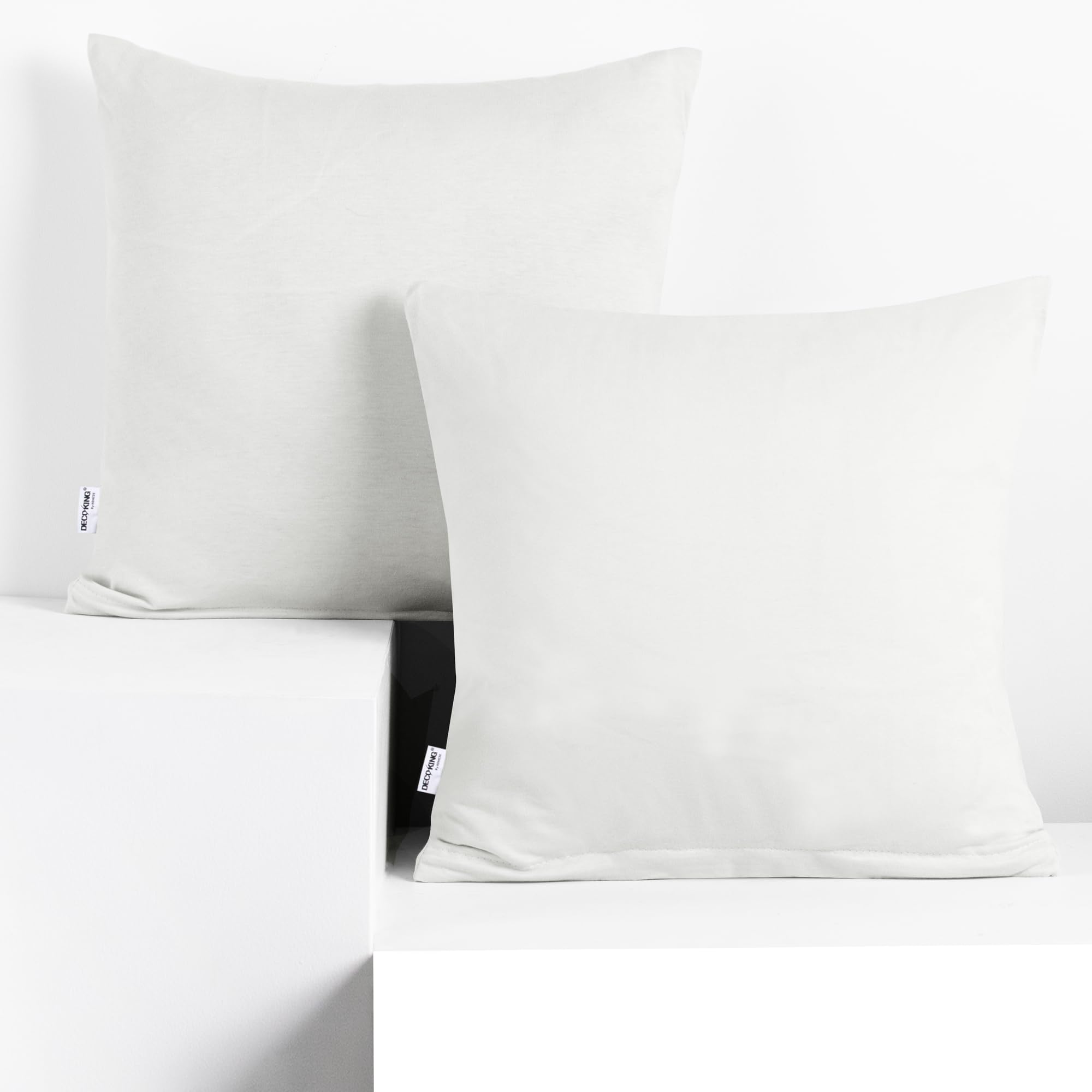 DecoKing 2 Pillowcases 50 x 50 cm Jersey 100% Combed Cotton Zip White Amber