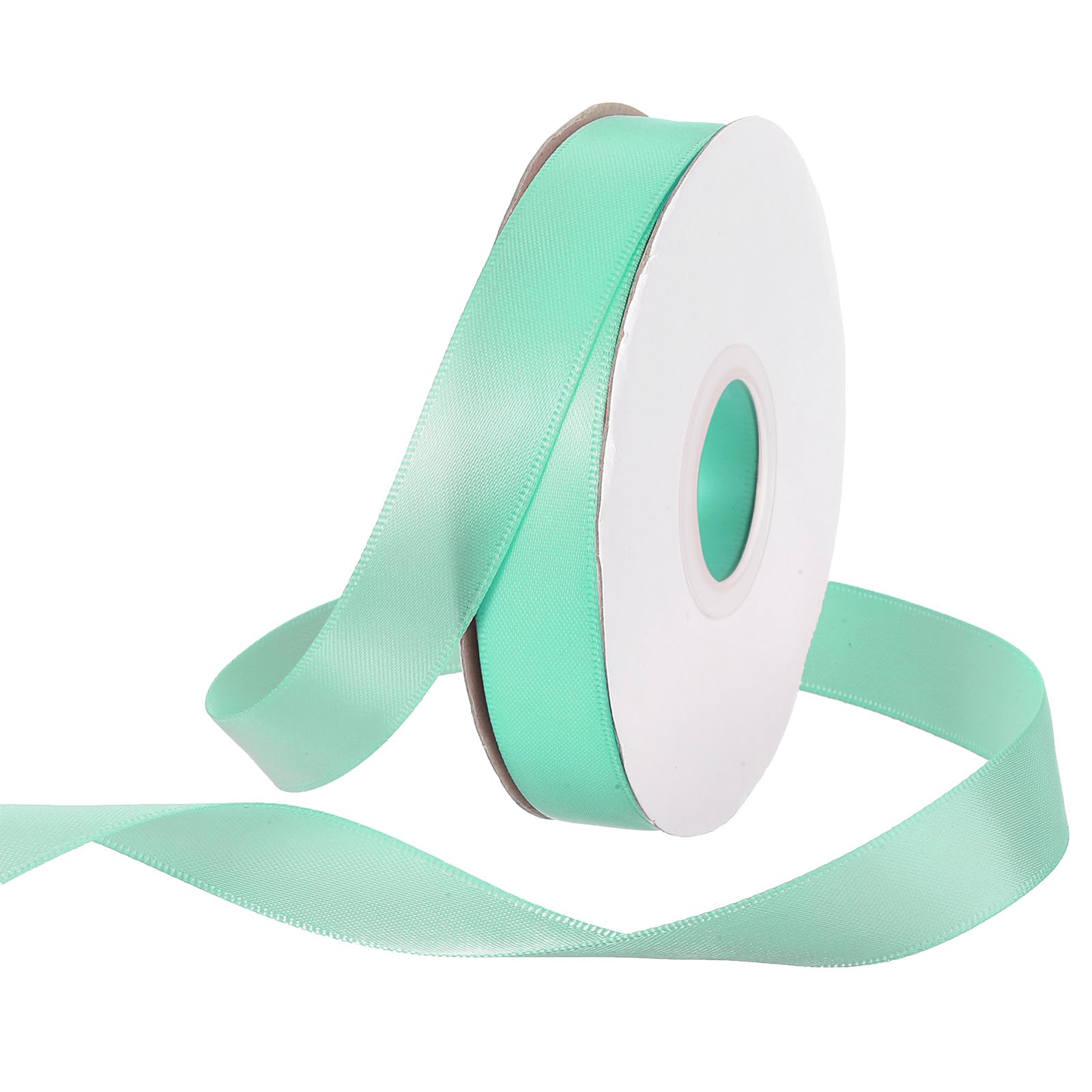 Rebower 15mm Satin Ribbon 23m Thick Double Face Grosgrain Silk Ribbon, [for Gift Wrapping, Hair Bows, Wedding, Cake, Flower] - 25 Yard/75ft/ Turquoise Green