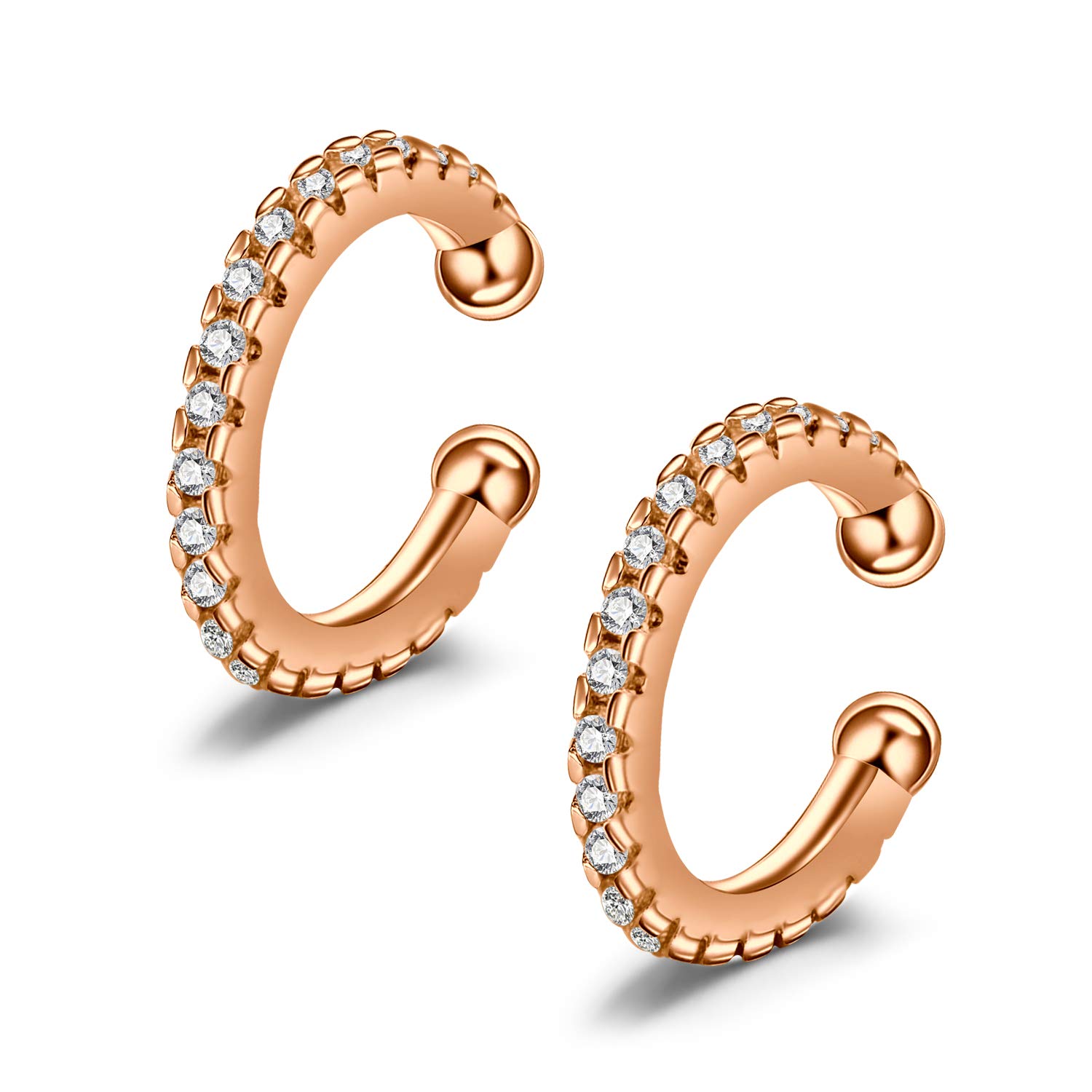 JFORYOU Ear Cuffs for Women Non Pierced Cartilage Helix Ear Cuffs Clip On Wrap Cubic Zirconia Helix Earrings