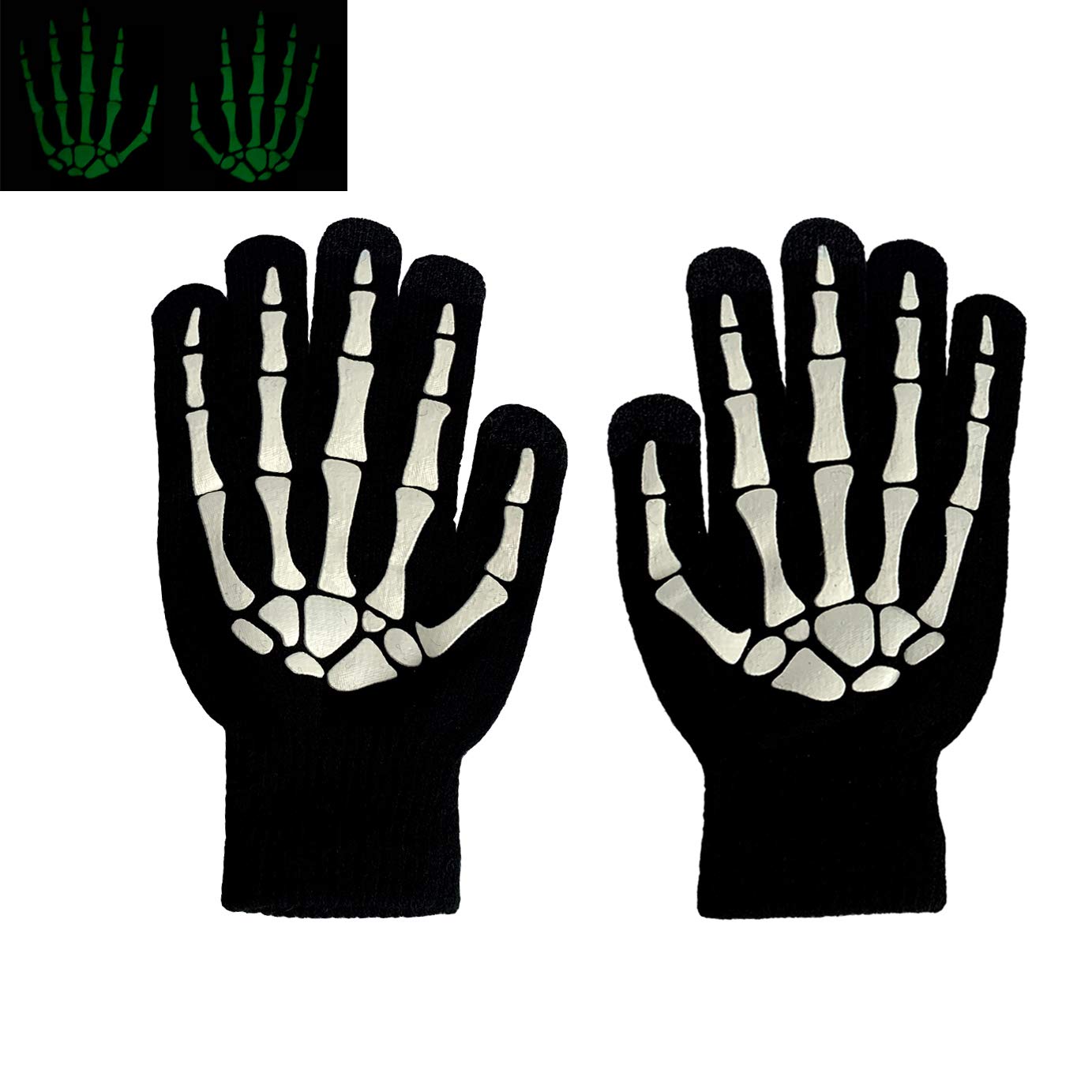 BEISIJIA Adults Kids Skeleton Bone Gloves Glow in The Dark Full Finger Gloves for Halloween（S） — image 1