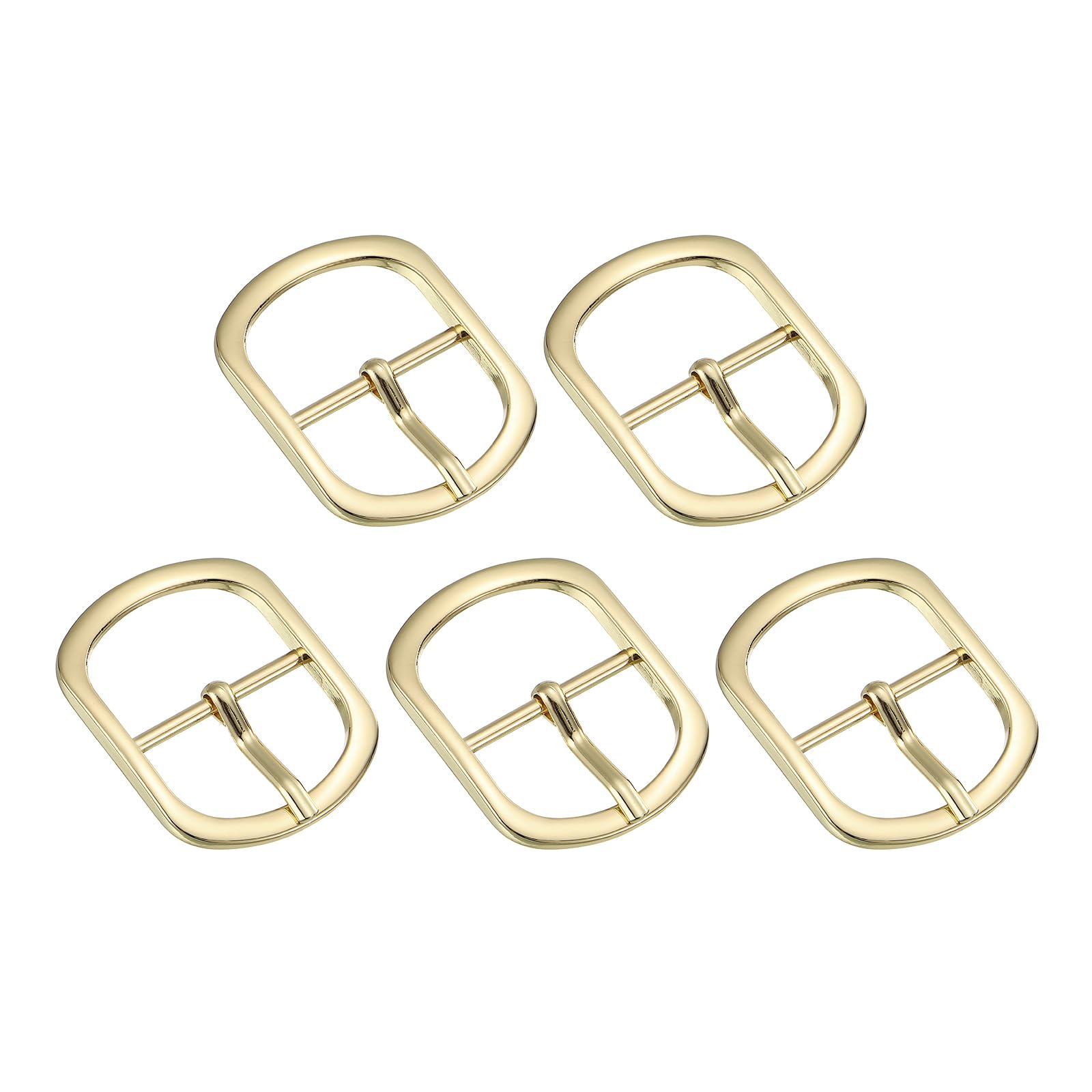 Uxcell 5Pcs 1.26" Metal Roller Buckle, Single Prong Belt Buckle Oval Center Bar Buckles for Leather Craft Accessories, Light Gold