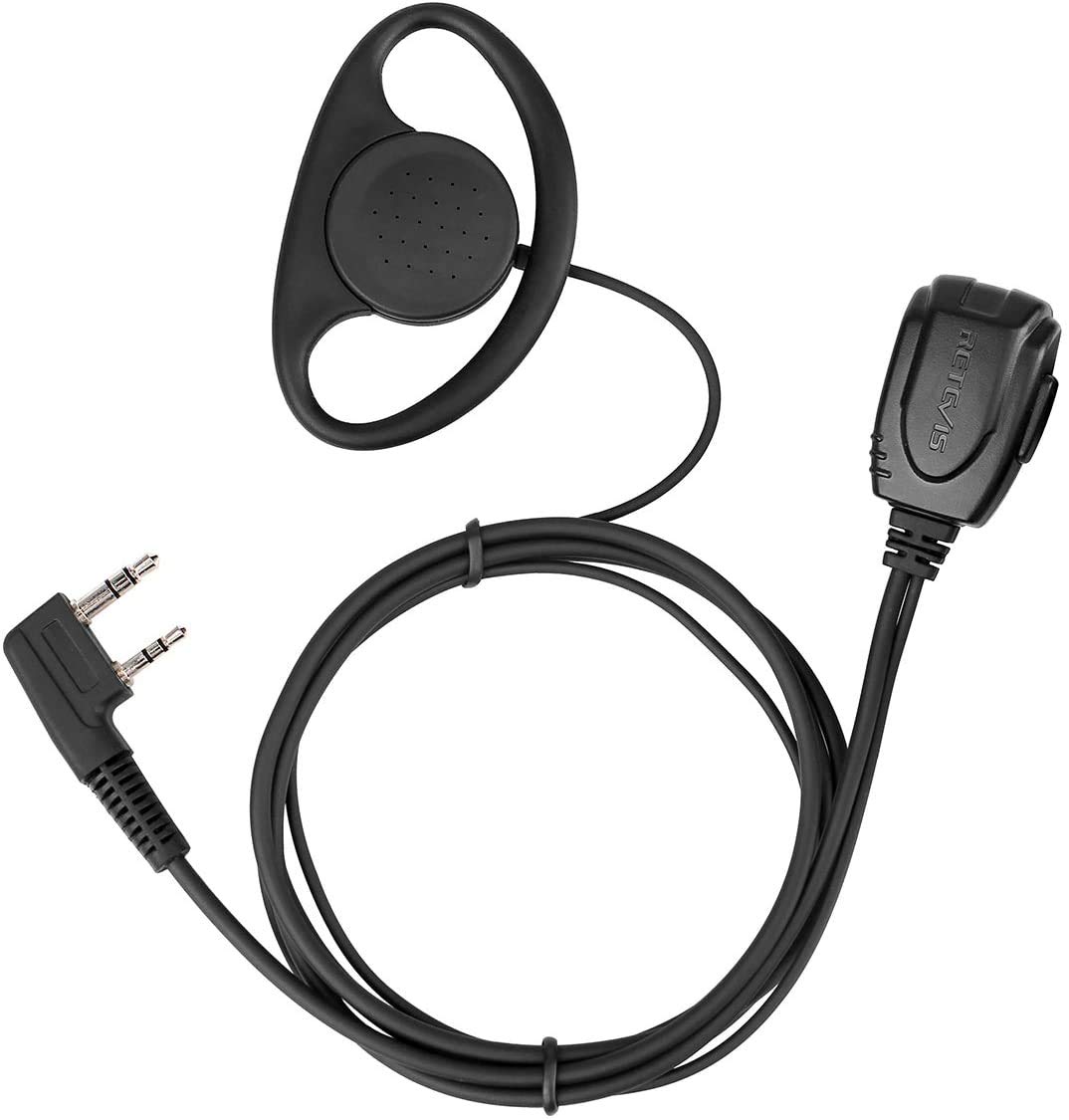 Retevis Two Way Radio Earpiece, 2 Pin D Shape Headset with Mic Compatible RT24 RT22 RT27 RT28 Baofeng BF-888S UV-5R eSynic Caroger Kenwood (1 pcs)