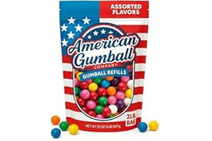 American Gumball Company Refill Gumballs 2 Pound Bag - .59 inch Small Gumballs for 1/2" Gumball Machine, Assorted Flavors