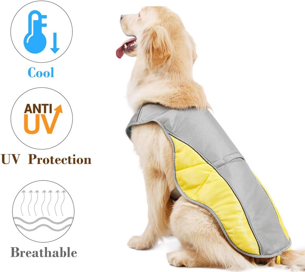 Rantow Dog Cooling Vest Harness Outdoor Puppy Cooler Jacket Reflective Safety Sun-proof Pet Hunting Coat, Best for Small Medium Large Dogs (XXL(Chest 29.2"-35.4"))