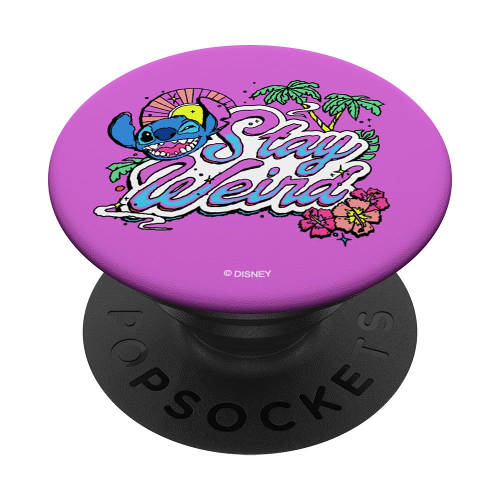 Disney Lilo and Stitch Stay Weird with Purple Background PopSockets Swappable PopGrip