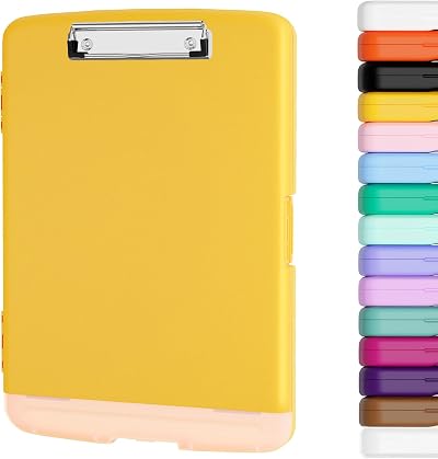 Piasoenc Clipboard with Storage 8.5x11 Pen Holder Yellow Heavy Duty Plastic