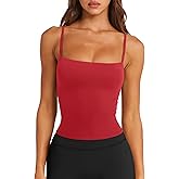 LASLULU Sports Bras for Women Square Neck Padded Adjustable Spaghetti Strap Backless Sleeveless Workout Long Tank Tops