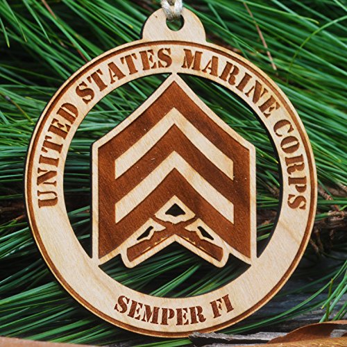 Wooden Marine Corps Sergeant Christmas Ornament