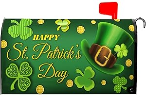 VENTUCOVEN Happy St Patrick’s Day Mailbox Covers Magnetic Shamrock Mailbox Cover 21x18 Inch Clovers Mailbox Wraps Magnetic Standard Size Waterproof Green Mailbox for Outside Garden Yard