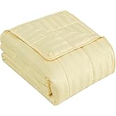 Weighted Blanket for Adults (25 lbs, 60" x 80", Mustard yellow Stripes) Heavy Blanket for Sleeping Perfect for 240-260 lbs, Queen Size Breathable Blanket with Premium Glass Bead, Machine Washable