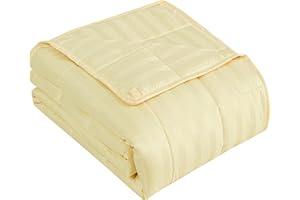 Wellfeel Weighted Blanket for Adult,20lbs Heavy Weighted Blanket 48"x72" Breathable Cooling Summer Blankets, Ultra Soft Cotton Comfort Throw Blanket with Glass Beads for All-Season (Yellow)