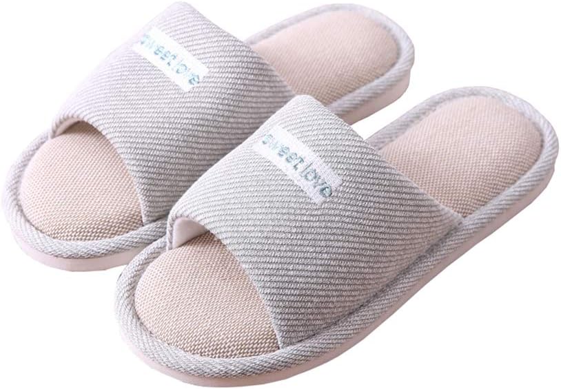 Women's Cute Cat Sweet Love Soft Indoor Slippers Open Toe Cotton Slip on Home Shoes House Couple Slippers