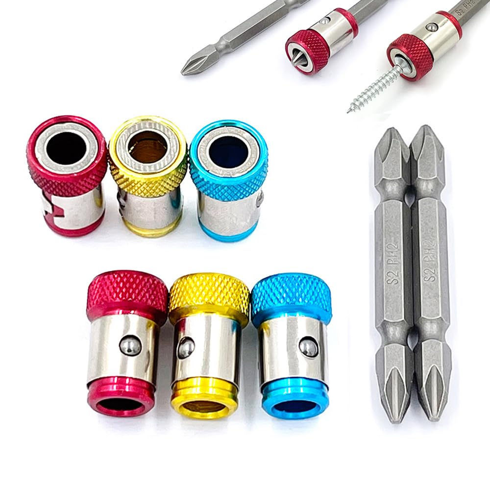 Photo 1 of JFOGO 6 Pieces Magnetic Screw Ring With 2 Pieces Ph2 Screwdriver Bit Set,Magnetizer Screw Removable For 1/4 Inch/6.35mm Hex Screwdriver and Power Bits (MIX)
