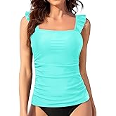 Tankini Tops for Women Swimwear - Tummy Control Bathing Suit Swim Ruffle Swimsuits Top No Bottom 2025