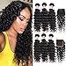CYNOSURE Hair Deep Wave Bundles with Closure 100% Unprocessed Virgin Deep Wave Brazilian Hair 3 Bundles with Closure Free Part Natural Black Color (16 18 20+14inch closure)