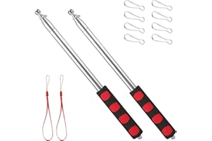 2 Pcs 8.2ft/250cm Telescopic Handheld Flagpoles with Clips, Stainless Steel Extendable Flag Pole Portable Tour Guide Flag Pol