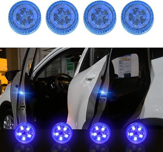 Maodaner 4 PCS Universal Wireless Car Door LED Warning Light, Strobe Flashing Anti Collision