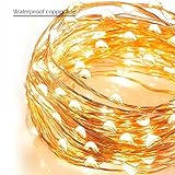 Solar String Lights QIAYA 120 LEDs Starry String Lights Deck lights for Outdoor Gardens Homes Dancing Christmas Party (Warm White)