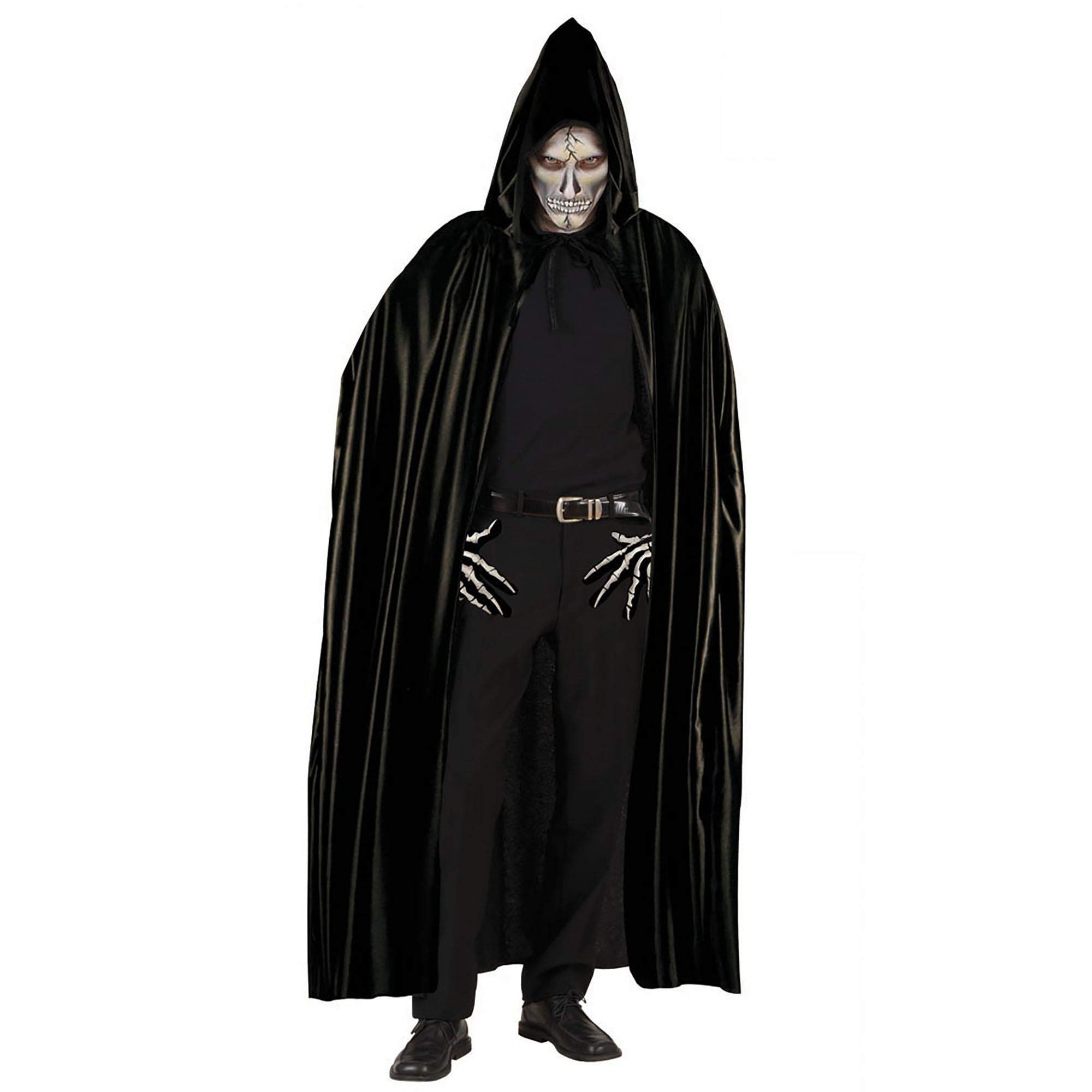 Long Black Hooded Cape Accessory for Superhero Super Hero Fancy Dress