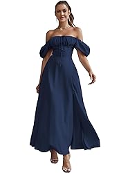 KUTUMAI Women's Summer Off Shoulder Maxi Dress Puff
