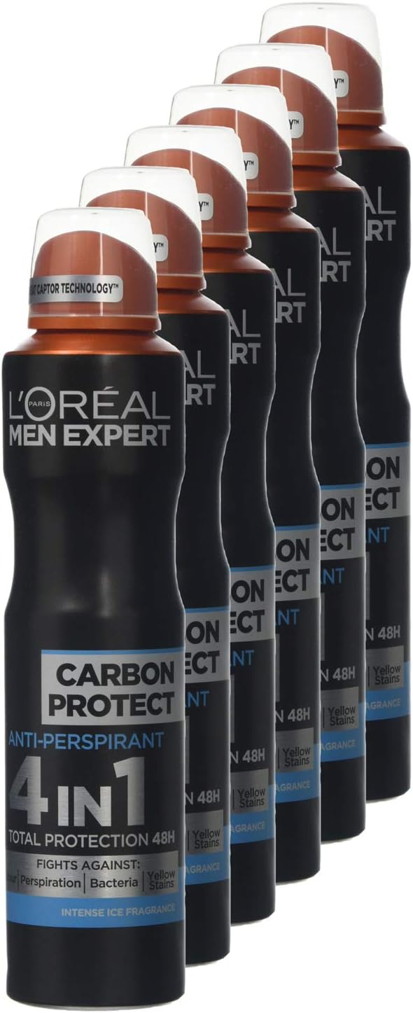 L'Oréal Paris Men Expert 48H Carbon Protect Anti-Perspirant Deodorant for Men 250ml Pack of 6, Bulk Buy, 250 ml (Pack of 6) - Image 4