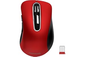 memzuoix 2.4G Wireless Mouse, 1200 DPI Mobile Optical Cordless Mouse with USB Receiver, Portable Computer Mice for Laptop, PC, Desktop, MacBook, 5 Buttons, Red