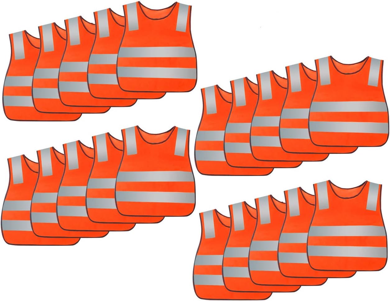 AIEOE 20 Pack Kid's Reflective Safety Vest High Visibility for Costume Cycling (Orange-20pack)