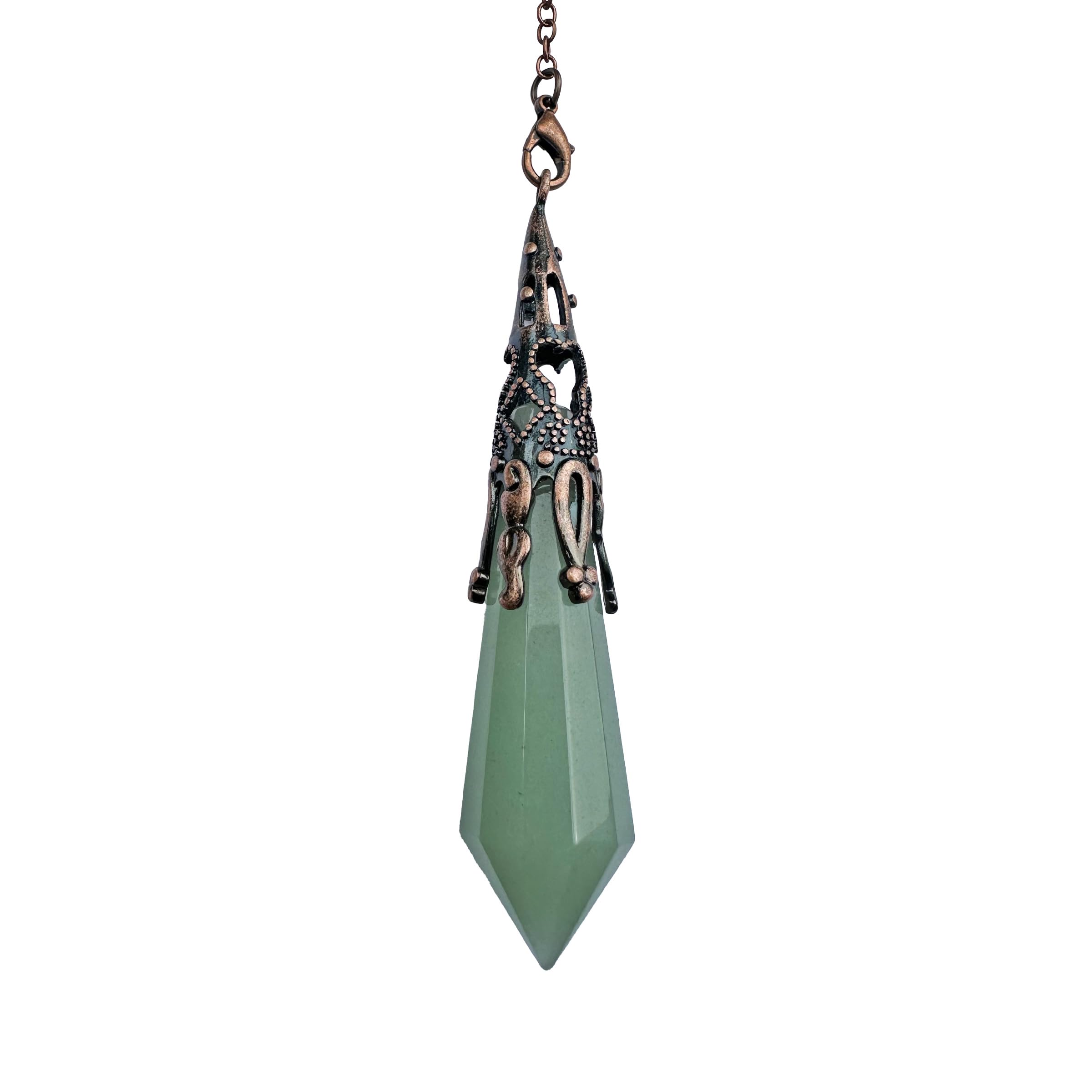 Gemstone, Aventurine Crystal Pendulum, Vintage Hexagonal Crystal Pendulum for Radiesthesia, Pendulum Chakra Reiki Divination Meditation Wicca (Aventurine)