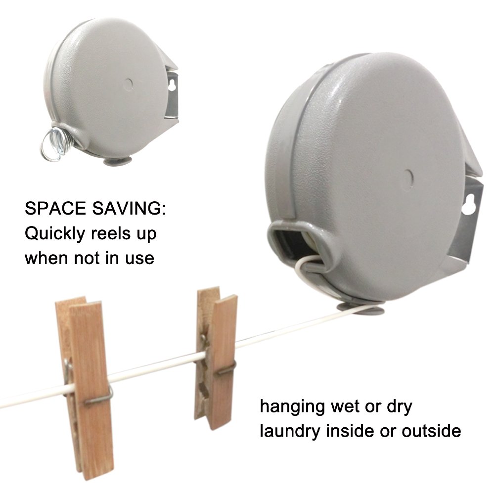 Shiaon Outdoor Retractable Clothesline 40ft Single Portable Clothes