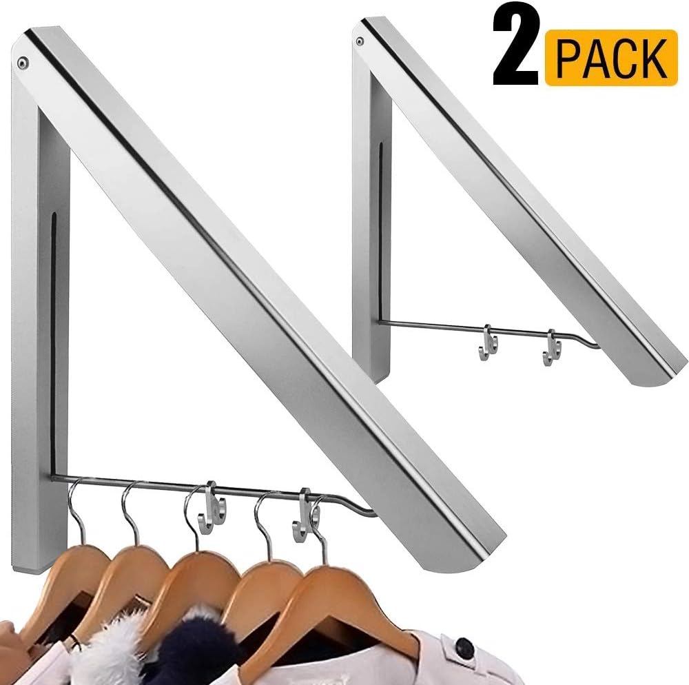 ASelected Folding Clothes Hanger Wall Mounted Clothes Rail Aluminum