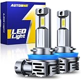 AUTOONE H11 H8 H9 LED Bulbs, 80000LM Super Bright 6500K White,1:1 Mini Size | CANBUS Ready, No Flickering, 1400% Brightness with Cooling Fan, IP68 Waterproof, 70000H+ Lifespan, 3-Min Easy Install, 2Pack