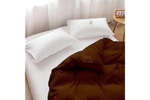ARlinen 1 Piece Emperor Size Duvet Cover 100x114 Inches, 100% Cotton, Breathable and Ultra Soft Chocolate Stripe Comforter Cover with Zipper Closure and 4 Corner Ties