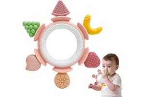 Silicone Baby Teething Toy for 3–12 Months, Soft Fruit-Shaped Infant Teether Ring for Sore Gums Relief, BPA-Free Sensory Chew