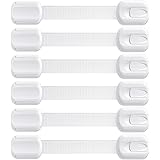 Child Safety Locks 6 Pack - 3M Adhesive Included, No Drilling - Child Proof Cabinet Locks with Adjustable Strap and Latch for Cabinets, Drawers, Appliances, Toilet Seat and Fridge by Lighting Mall