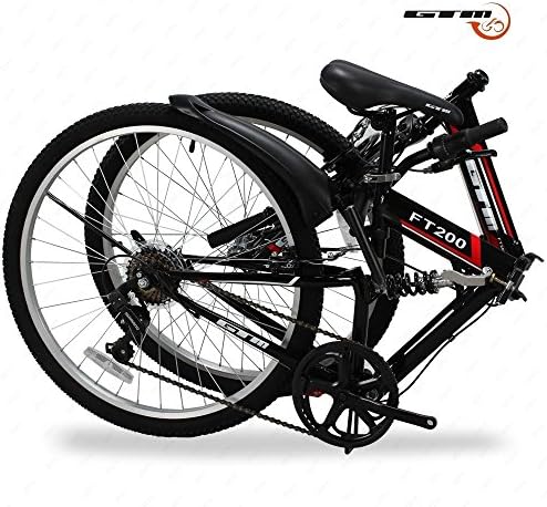 Folding Mountain Bike 7 Speed Black 26" Bicycle Shimano Hybrid Suspension Sports