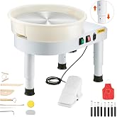 VEVOR 14in/35cm Pottery Wheel for Adults, 0-6in Lift-Table 450W Professional Pottery Kit with Foot Pedal Detachable Basin DIY Art Clay Potter's Wheel for Kids Adults Beginners at Home Pottery, White