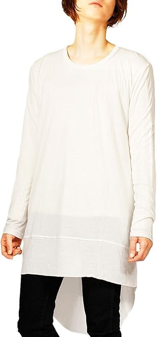 Amazon ロング丈 Tシャツ メンズ 長袖 デザイナーズ 日本製 国産 カットソー F ホワイト Tシャツ カットソー 通販
