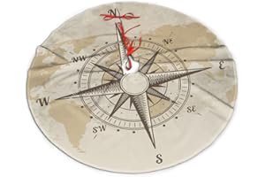 FREEHOTU Vintage Nautical Compass Old World Map Christmas Tree Skirt 30" Gorgeous for Xmas Party Ornaments Decoration Accessory Gift
