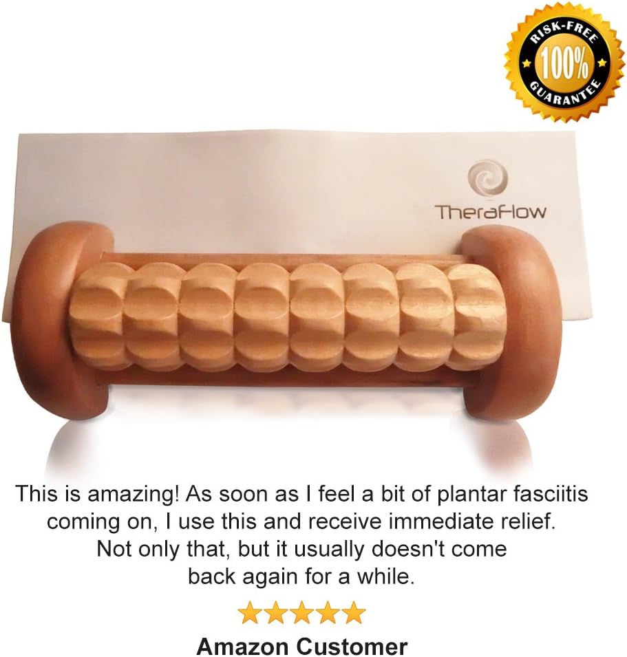 TheraFlow Foot Massager Roller - Relieve Foot Arch Pain, Plantar Fasciitis, Muscle Aches, Soreness. Stimulates Myofascial Release for Relaxation. Soothes Foot Tension/ Tightness.: Health & Personal Care