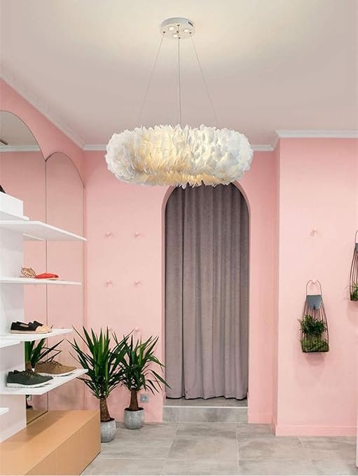 Feder-Deckenleuchte, 1 Ring, Kronleuchter, Schlafzimmer, flauschiger