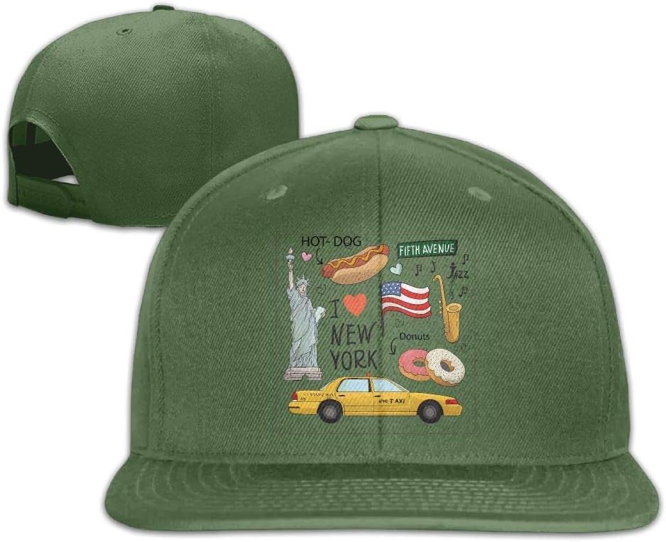 Xukmefat Statue Liberty Flat Visor Baseball Cap, Fashion Snapback Hat Navy 0822
