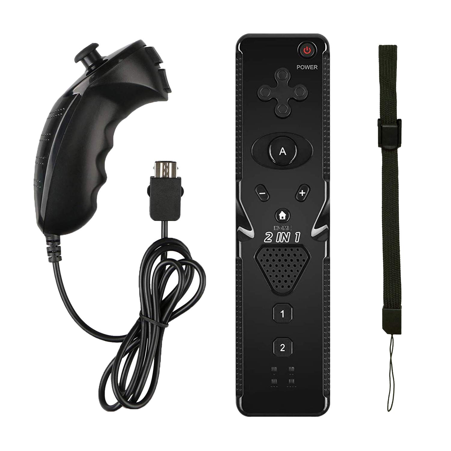 ECRAB Wii Nunchuck Remote Controller Built in Motion Plus Combo Set with Wrist Strap Compatible with Nintendo Wii/Wii U