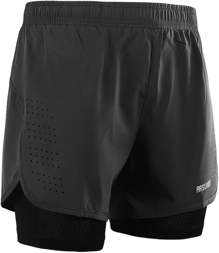 ARSUXEO Men's Active Training Running Shorts 2 in 1 : Clothing