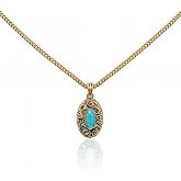 Montana West Wrangler Western Pendant Necklace for Women 14K Gold Statement Carvings Turquoise Cowgirl Vintage Jewelry
