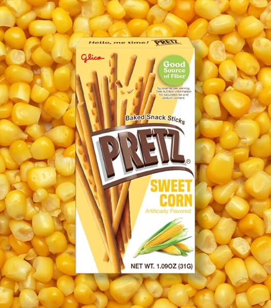 PRETZ SWEET CORN BISCUIT STICKS – REAL CORN FLAVOR WITH A CRUNCHY BITE, IDEAL SAVORY SNACK – 5-PACK (31G/1.09OZ EACH)