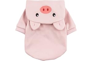 QWINEE Pig Dog Hoodie Dog Warm Jacket Coat Puppy Sweatshirt Christmas Halloween Dog Costume Cosplay Winter Dog Clothes Pet Apparel for Small Medium Dogs Cats Kitten Light Pink M