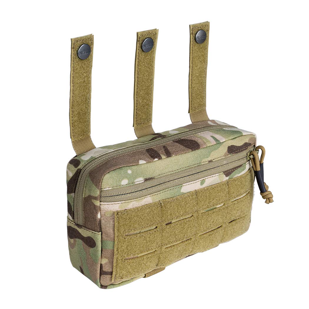 IDOGEAR Tactical Dump Drop Pouch Molle Sub Abdominal Carrying Kit Bag Tactical Pouches with Hook and Loop Panel for Vest 500D Nylon Dual-Purpose (Camo)
